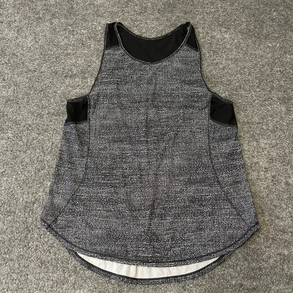 Lululemon Tank Top Womens Size 6 Black White Space Dye Mesh Racerback Athletic